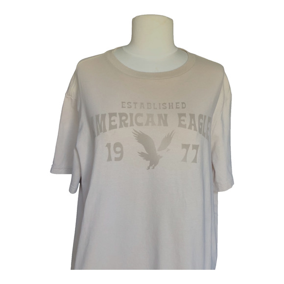 American Eagle Super Soft T-Shirt Round Neck Gray Standard Fit Women's Medium - Picture 2 of 8